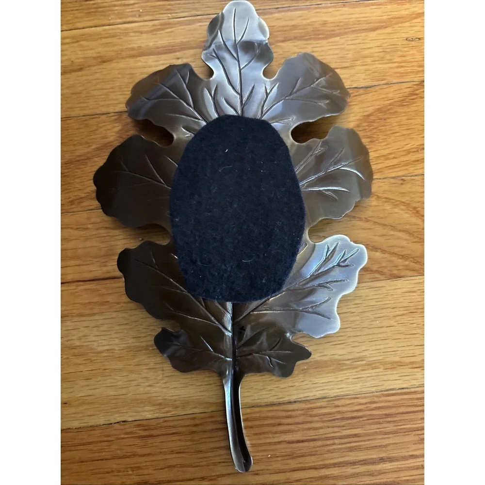 Vintage Pressed Brass Oak Leaf Dish by Apollo Studio New York, Circa 1960s